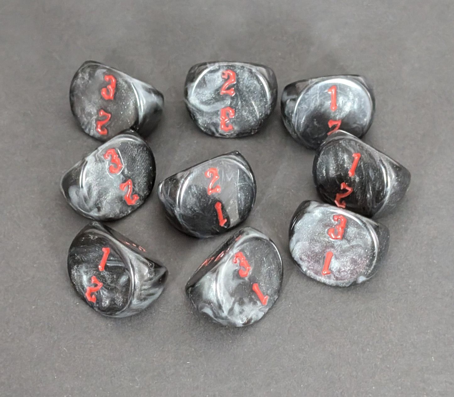 Black & Red D3 Dice – Custom Resin Dice for Wargames & RPG