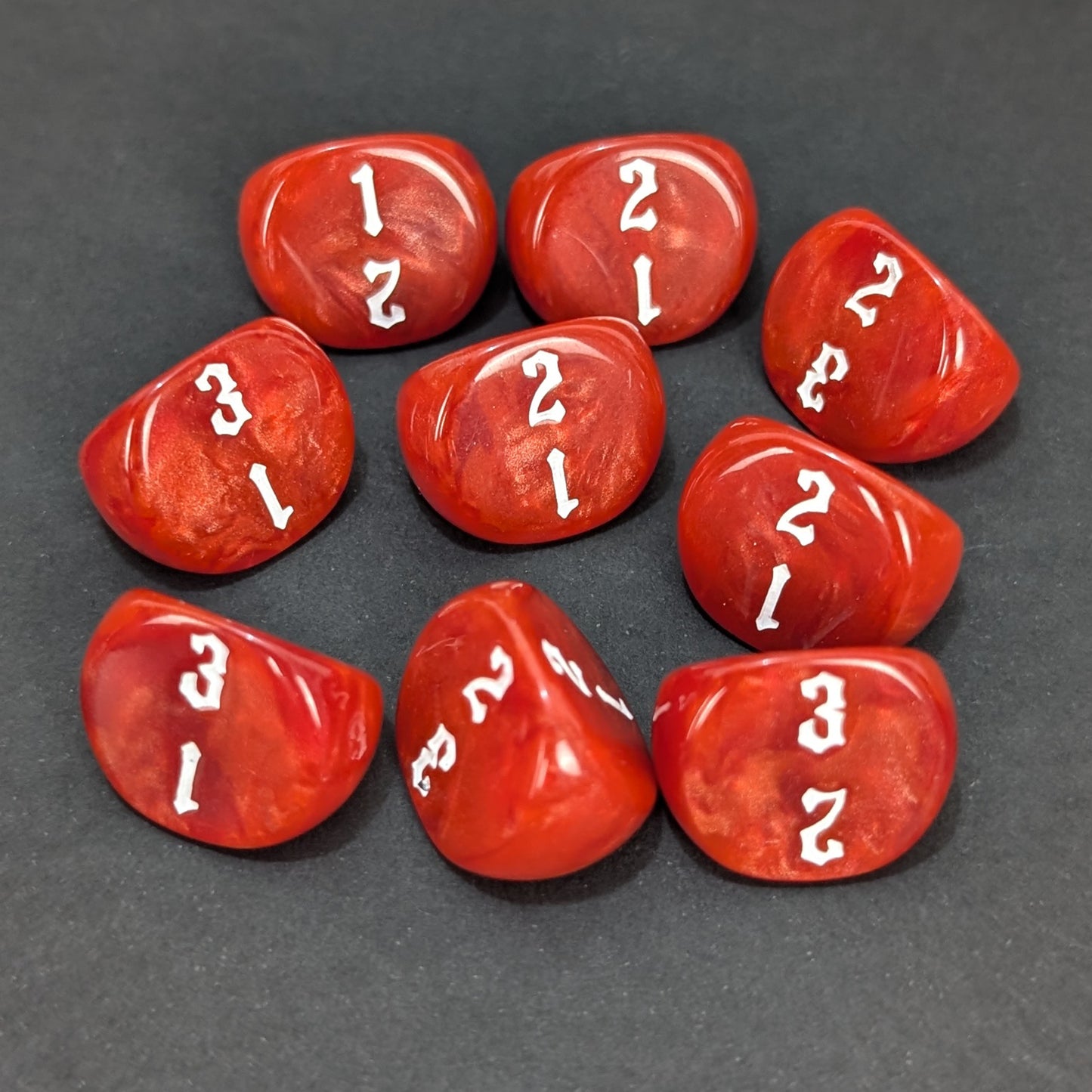 Red & White D3 Dice – Custom Resin Dice for Wargames & RPG