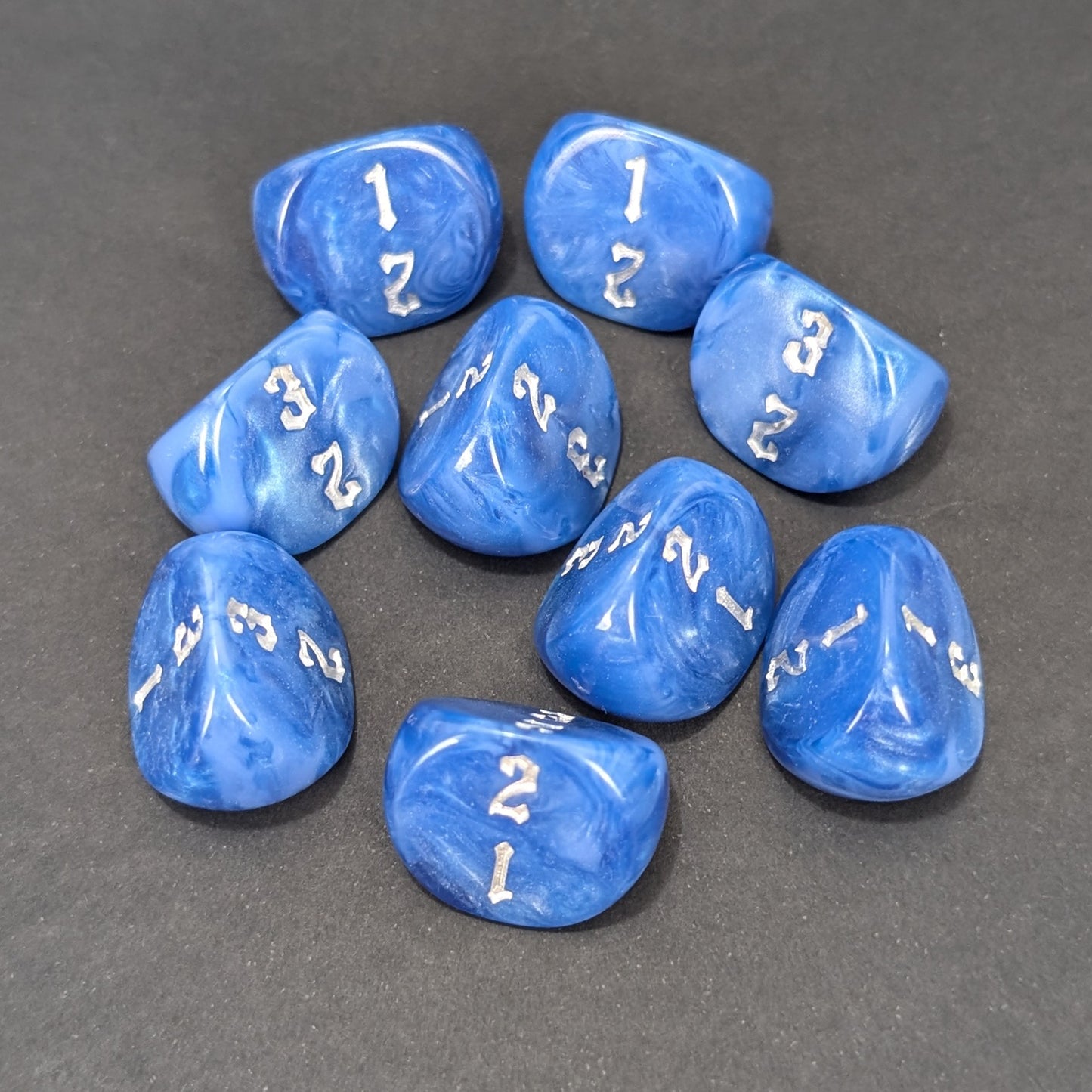 Blue & Silver D3 Dice – Custom Resin Dice for Wargames & RPG