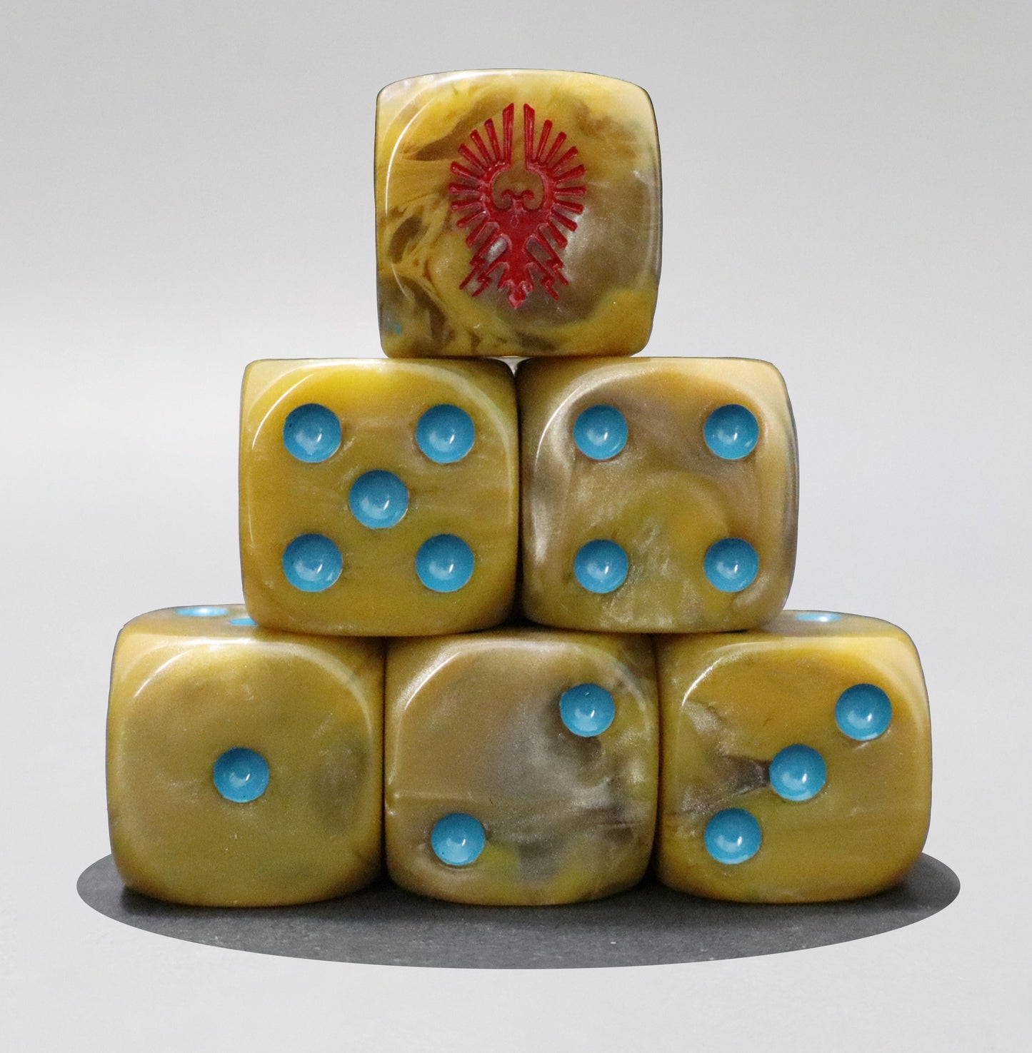 Golden Sentinels Dice – Grimdark Future Wargame Resin D6 Set