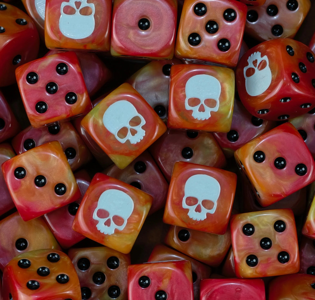 Fire Skull Damned D6 Dice