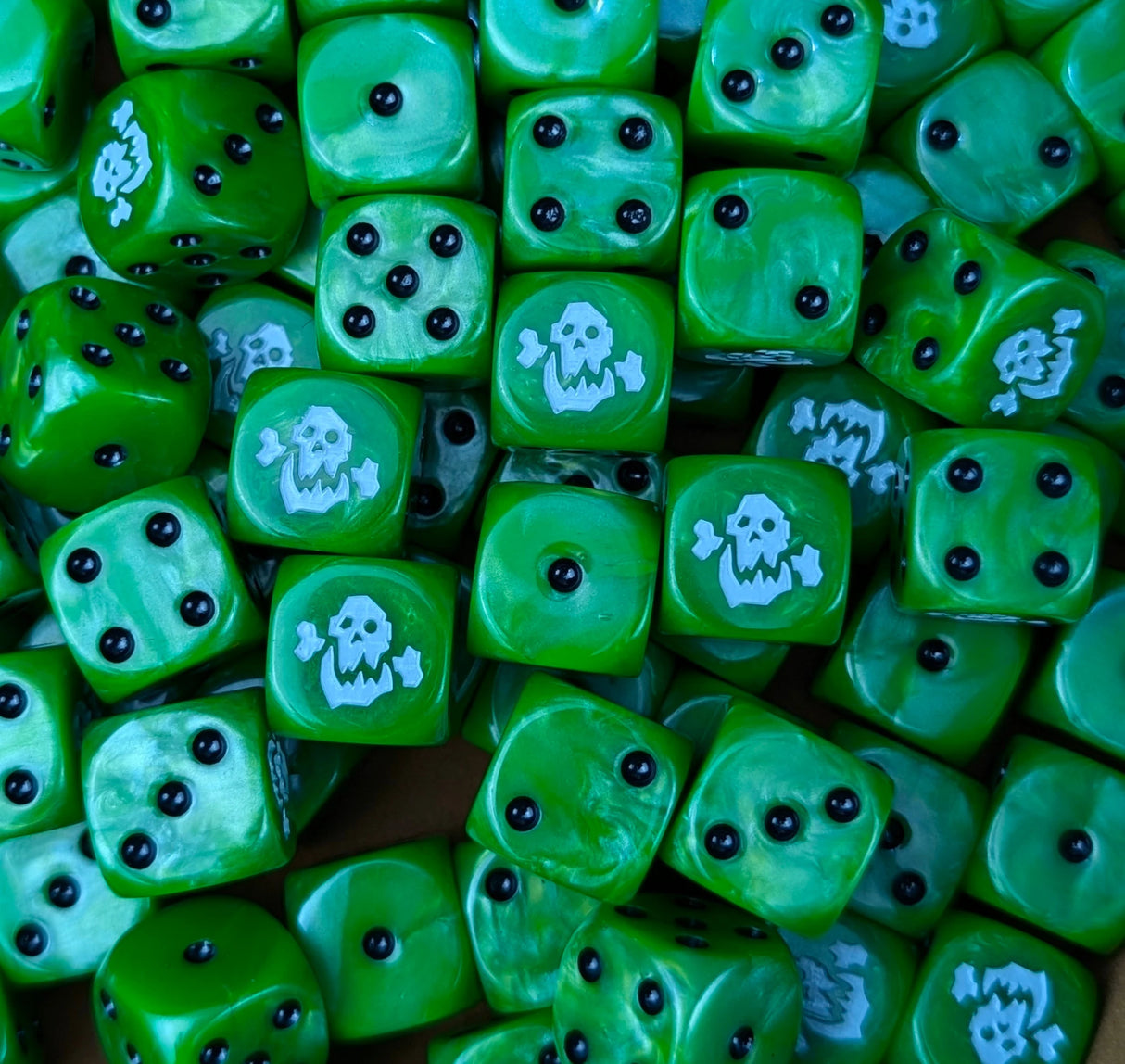 Custom resin D6 dice for fantasy orc armies