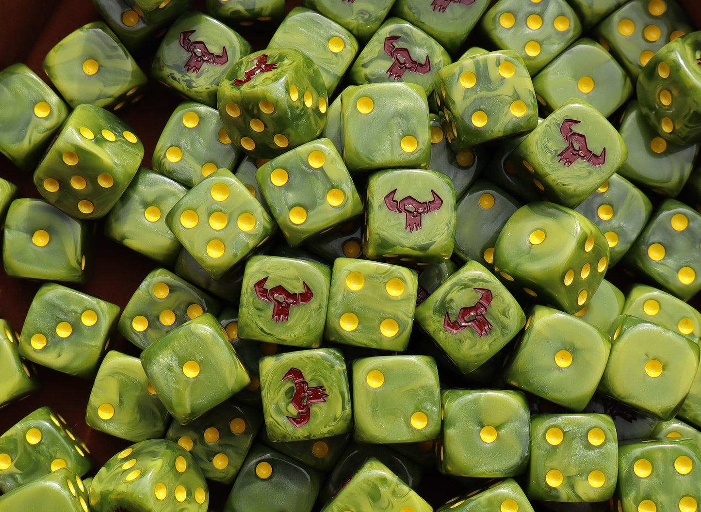 Handmade dice for smash-happy ork players