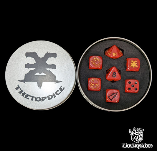 Custom resin dice for Khorne-style factions