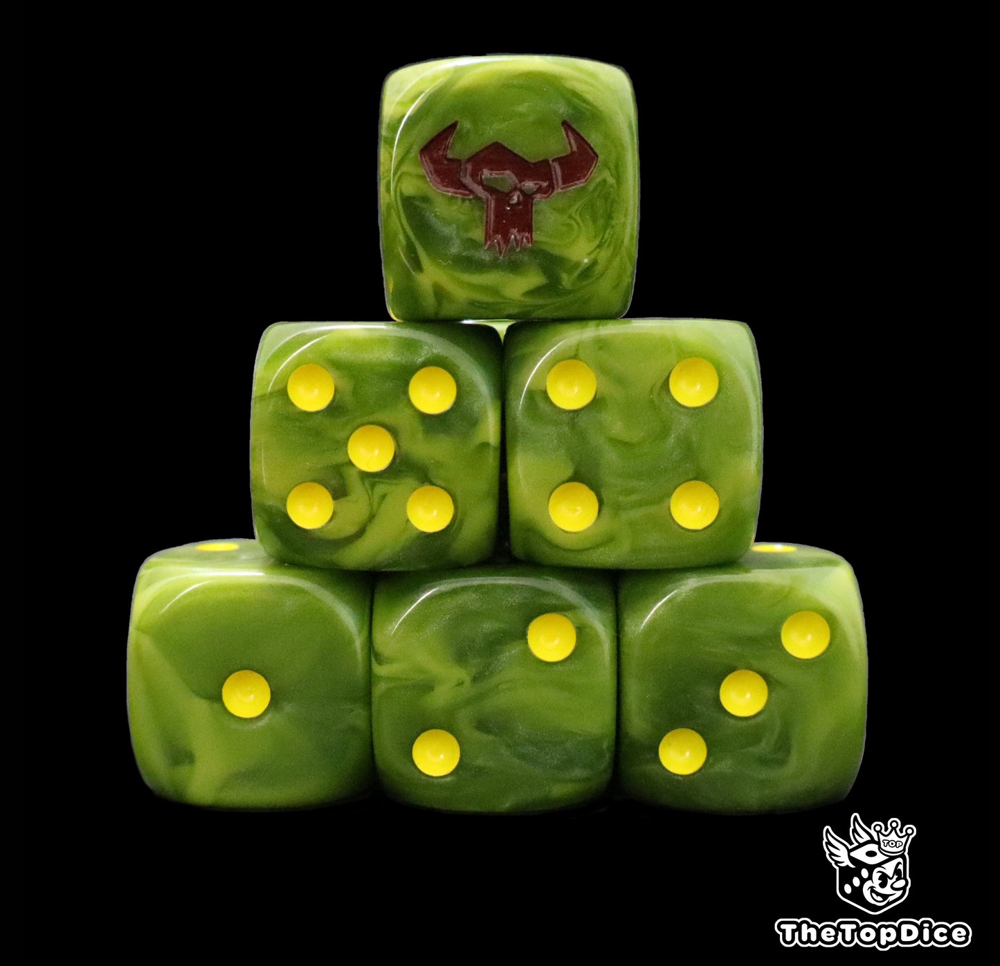 Ork inspired dice set for grimdark xenos armies