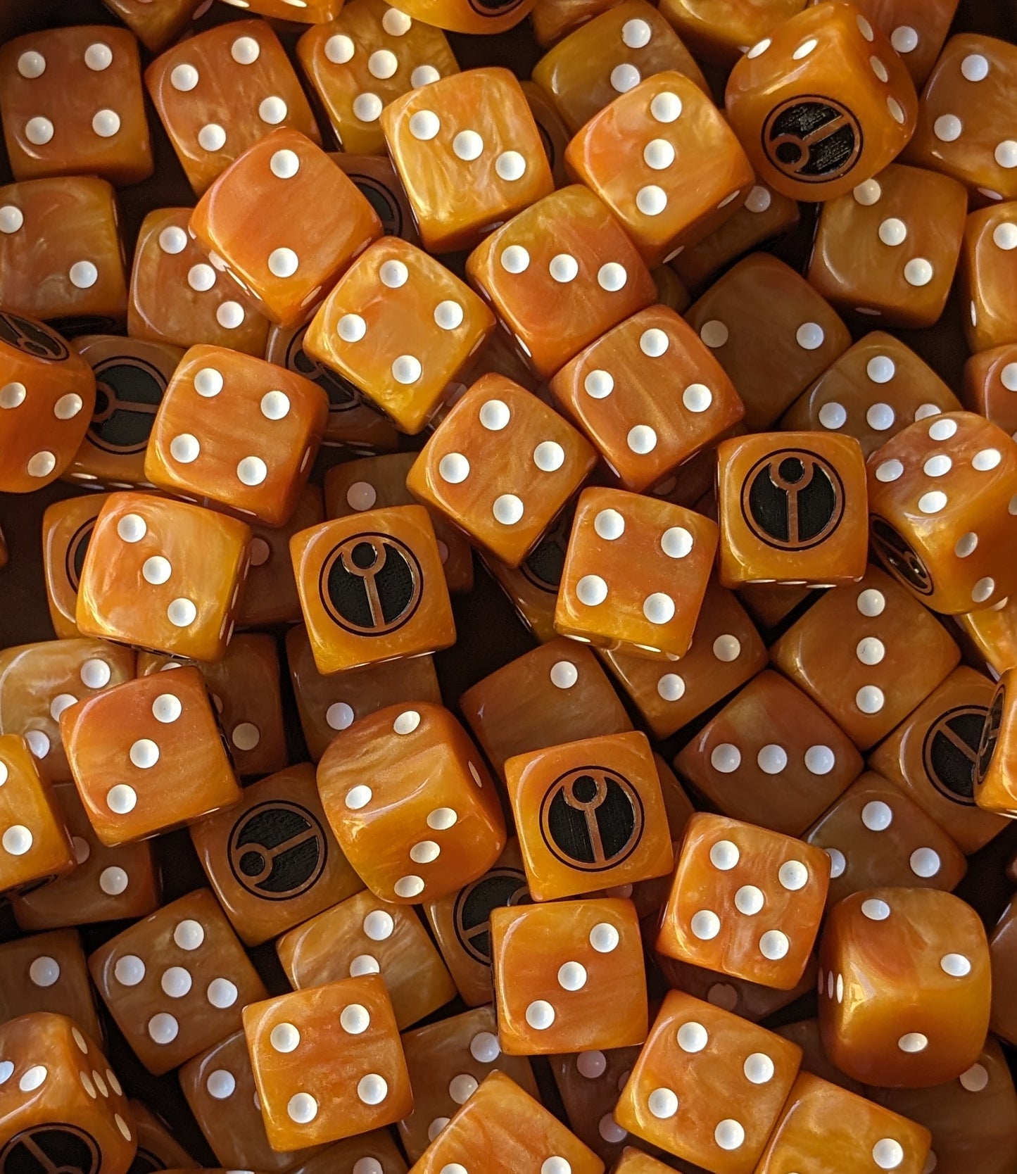 Xenos orange dice set for sci-fi battles