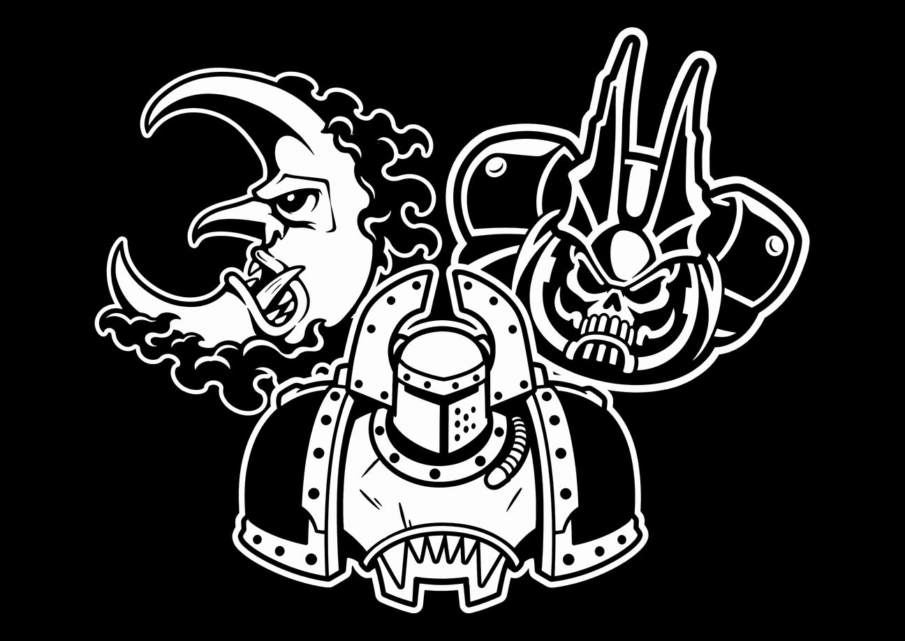 Grimdark sci-fi 16mm resin army dice for Warhammer 40,000, Horus Heresy and Kill Team