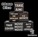 dados de comandante de ordenes de base de color negro con logos de color blanco igual que los 2 productos que ya ahi