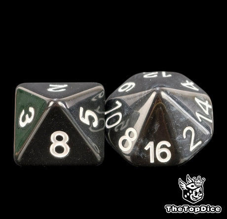 Black marbled 16mm D8 and D16 numbered in white for Blood Bowl
