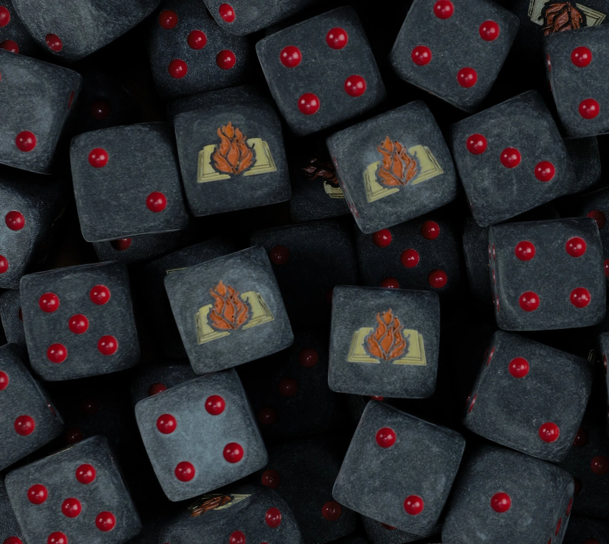 Black Burning Tome D6 Dice