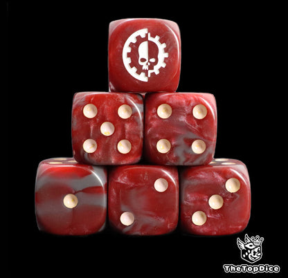 Adeptus Mechanicus inspired dice for tech-priest armies