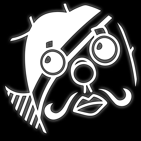 Scarred pirate face with straw hat brim, white on black, anime pirate crew 16mm card game dice