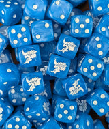 Pile of blue hive alien 16mm D6 dice for a sci-fi xeno swarm