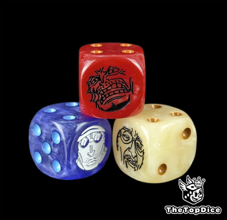 Pile of dark navy 16mm D6 counter dice for anime card game players