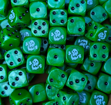 Custom resin D6 dice for fantasy orc armies