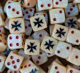 Pile of bone crusader cross 16mm D6 dice for a sci-fi knight army