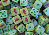 Pile of bone white winged sword 16mm D6 dice for a sci-fi knight army