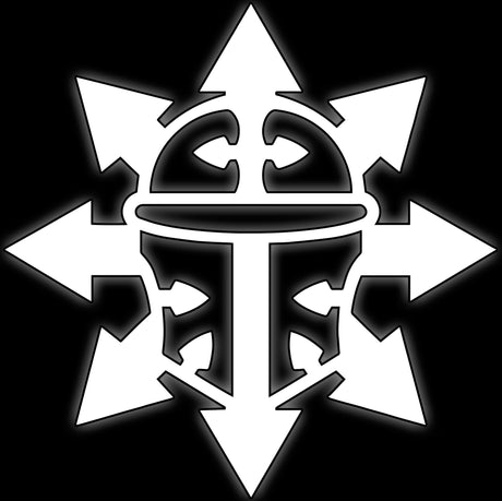 Chaos star framing an anchor cross in white on black, tile for corrupted war walker 16mm dice