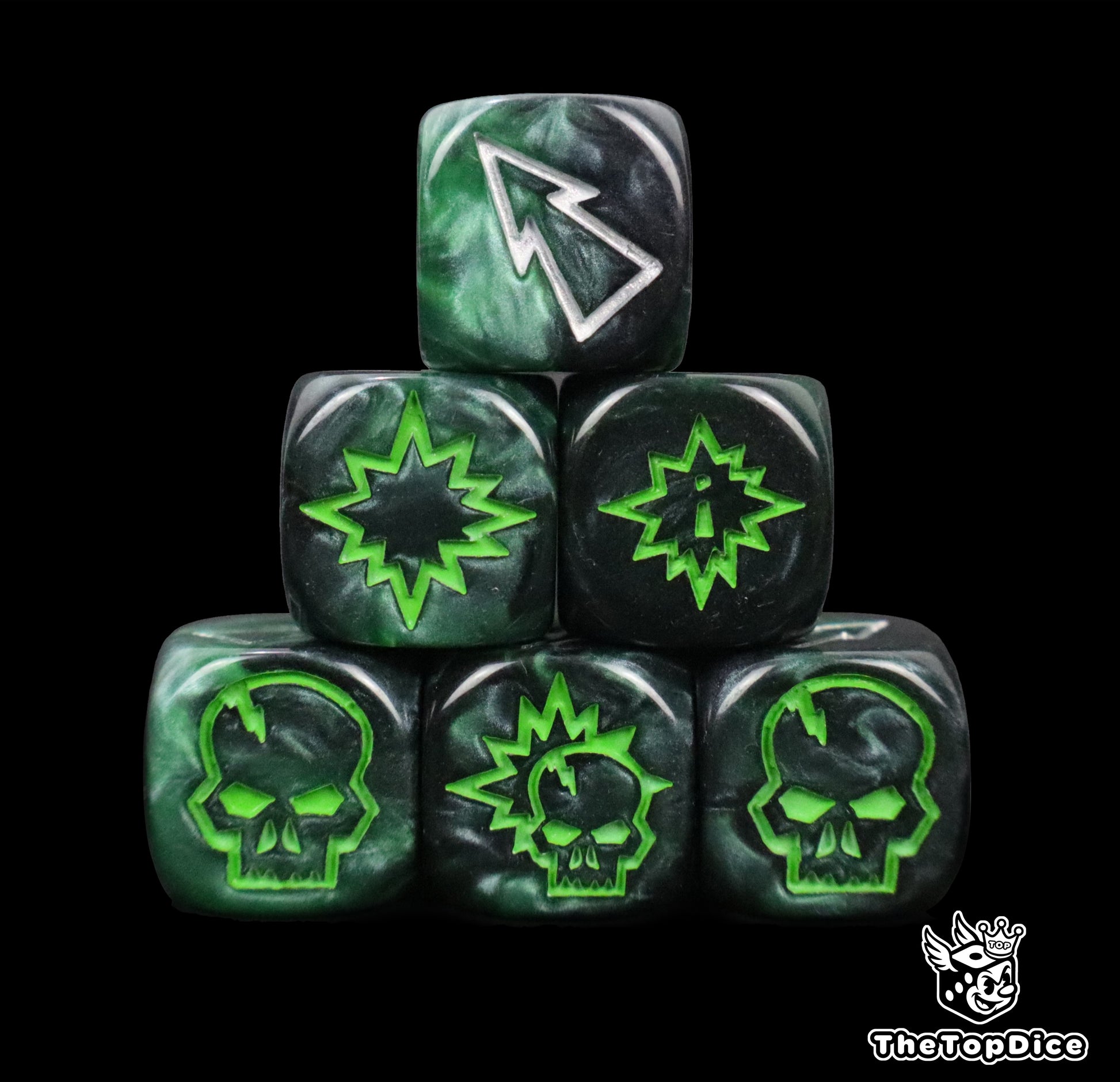 Engraved dice for blood bowl rat teams