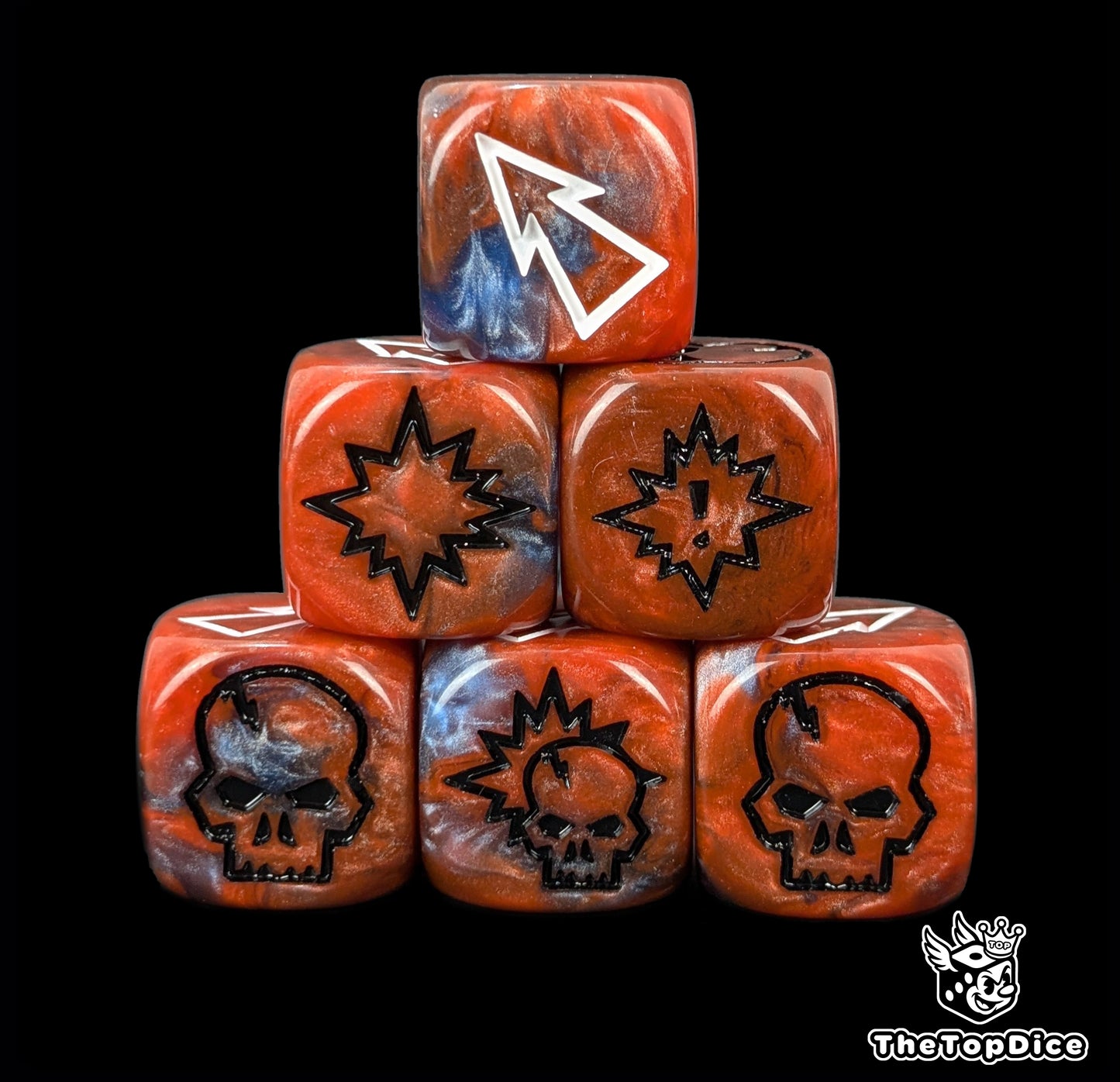 Core team dice with bold colors and clarity