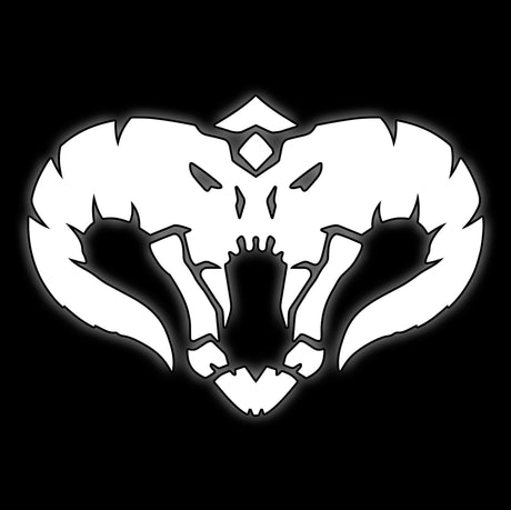 Snarling fanged orc face in white on black, tile for dark armies epic fantasy 16mm dice