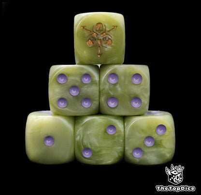 Death Guard inspired dice set for Warhammer 40k armies
