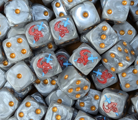 Custom resin D6 dice for sci-fi demon hunter knights