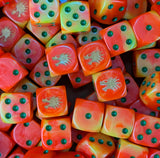 Pile of fire orange drake knight 16mm D6 dice for a sci-fi army