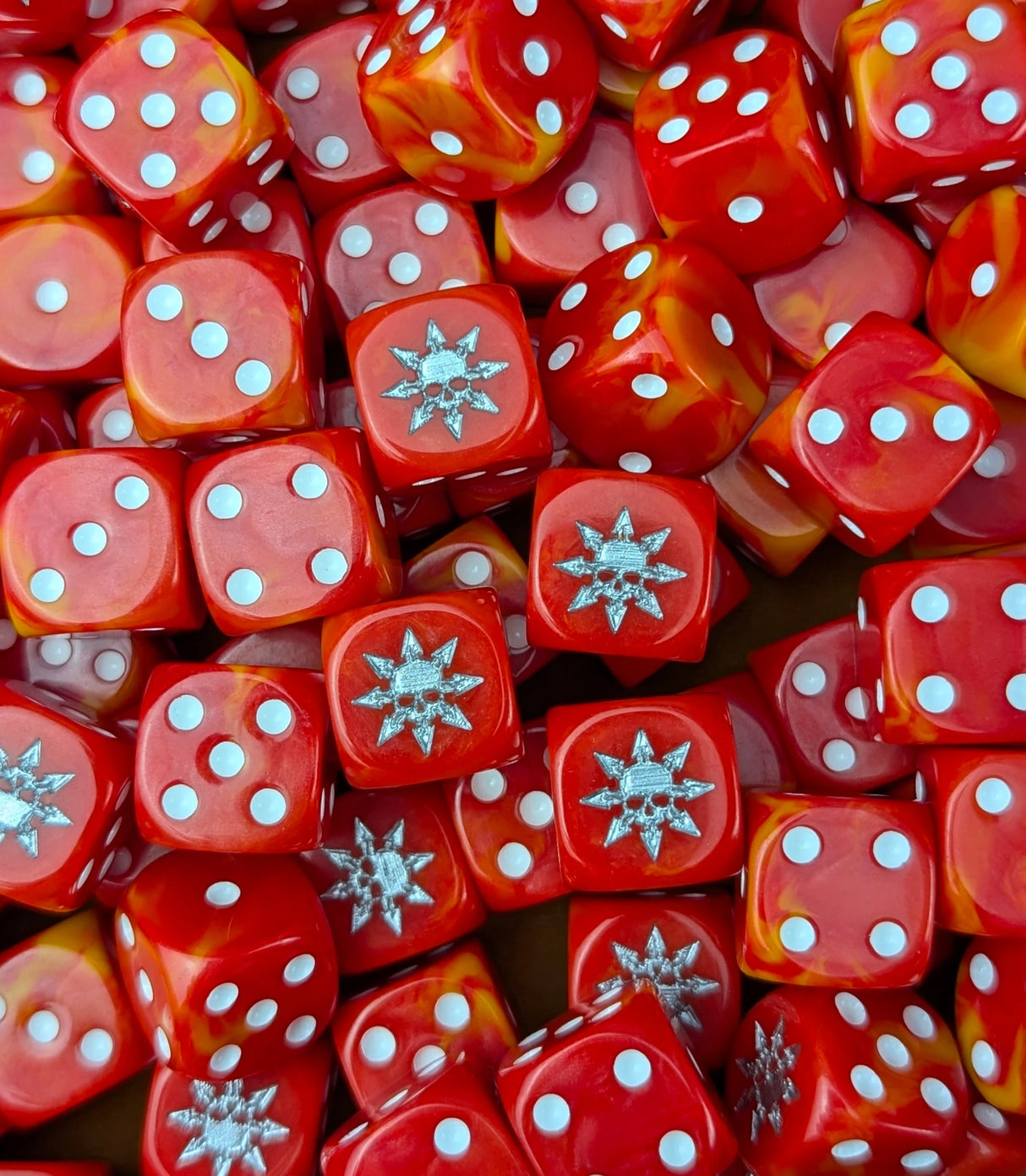 Custom resin D6 dice for dark-gods fire warbands