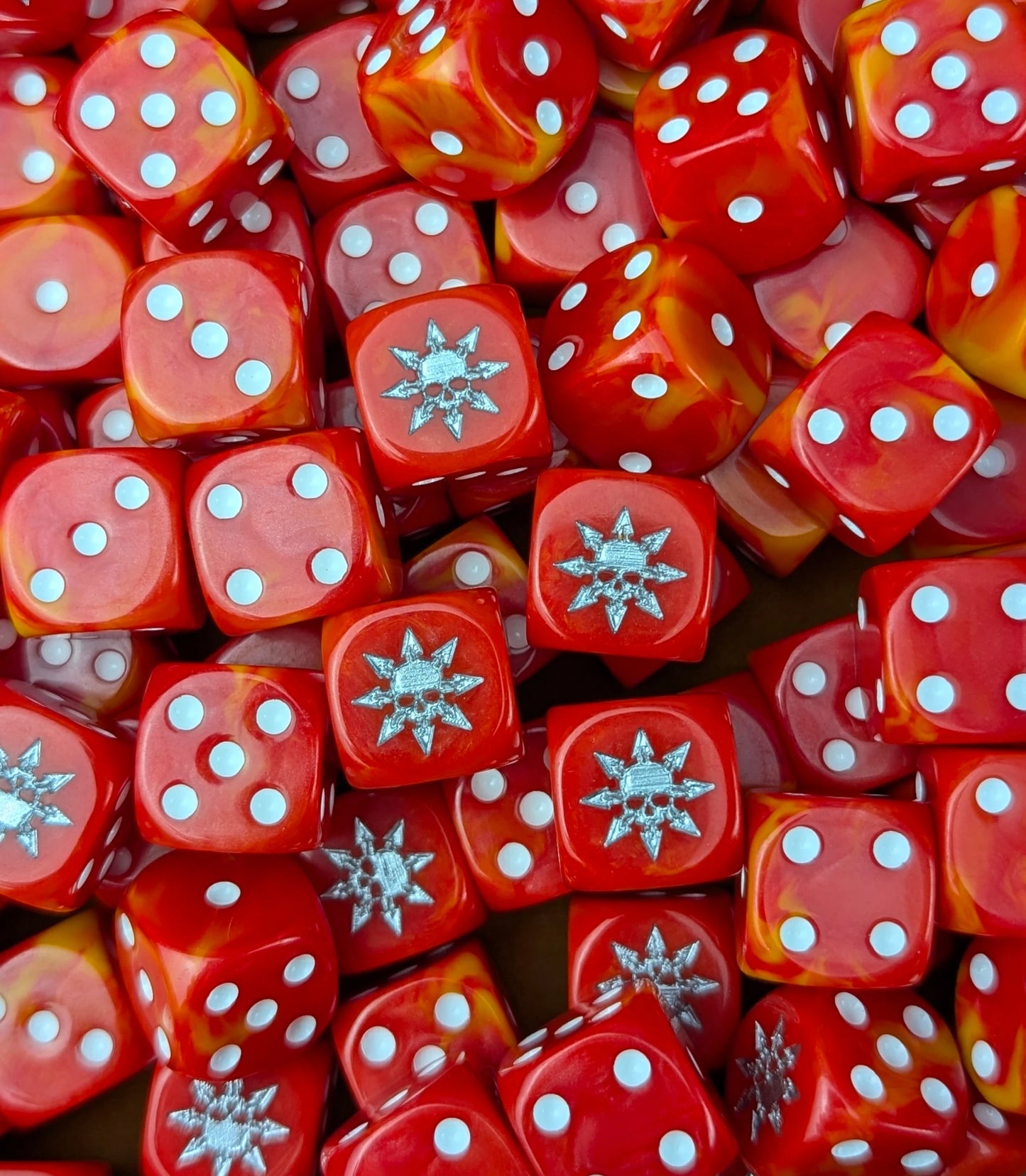 Custom resin D6 dice for dark-gods fire warbands