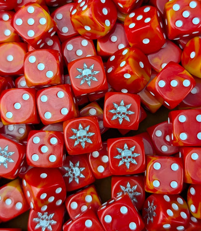 Custom resin D6 dice for dark-gods fire warbands