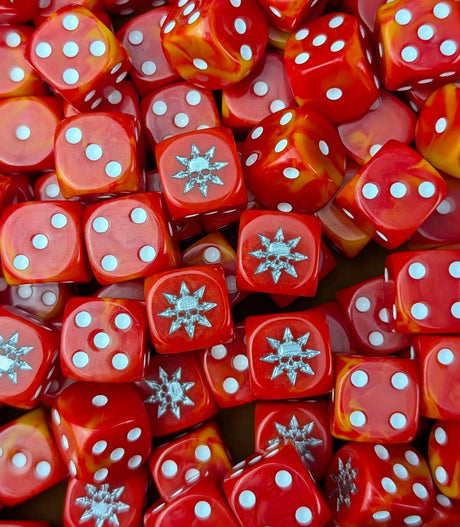 Custom resin D6 dice for dark-gods fire warbands