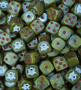 Pile of green goblin 16mm D6 dice for an RPG fantasy campaign