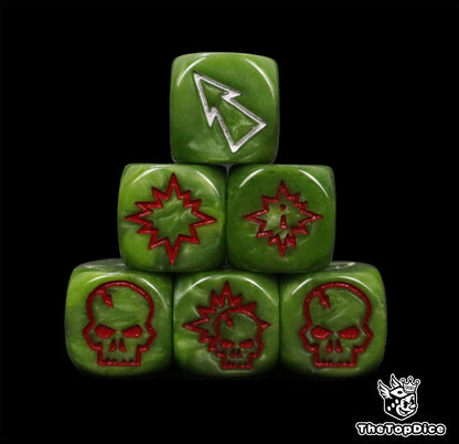 Custom orc D6 for tabletop leagues