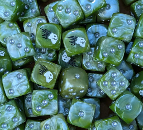 Custom resin D6 dice for sci-fi alien mercenary armies