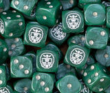 A pile of green Kasrkin D6 with bone pips and white visored helms