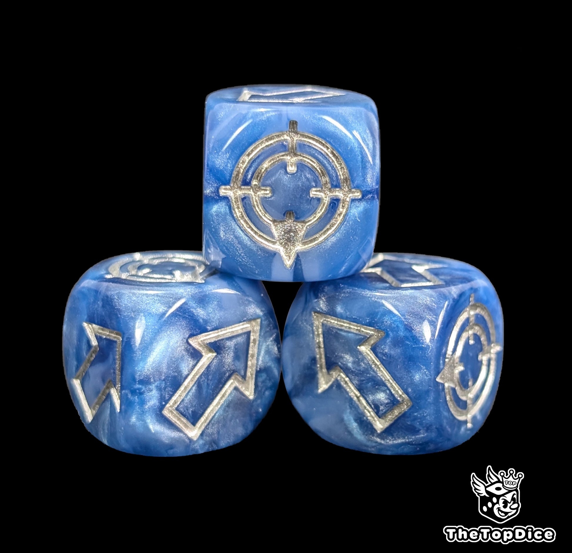Tactical scatter dice – blue & silver finish