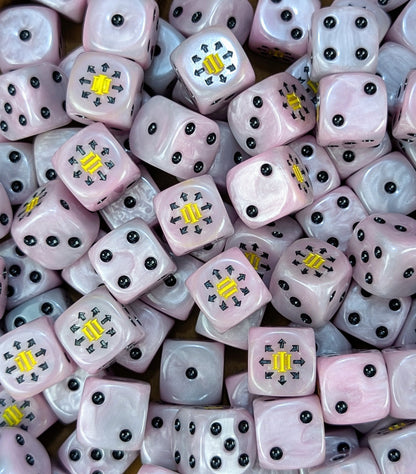 Custom purple and gold dice for Warhammer Emperor’s Children forces