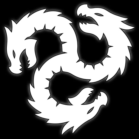 Coiled many-headed serpent in white on black, tile for infiltrator hydra legion 16mm sci-fi dice