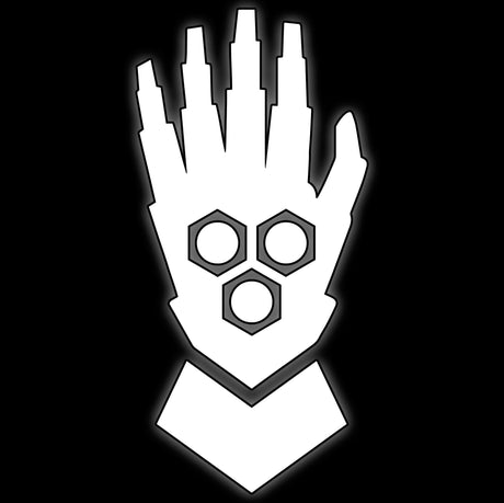 Bionic gauntlet hand with hex studs, white on black, tile for iron gauntlet 16mm sci-fi dice