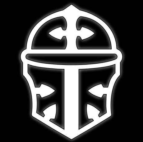 Great helm with a cross visor slit in white on black, tile for knight walker 16mm sci-fi dice