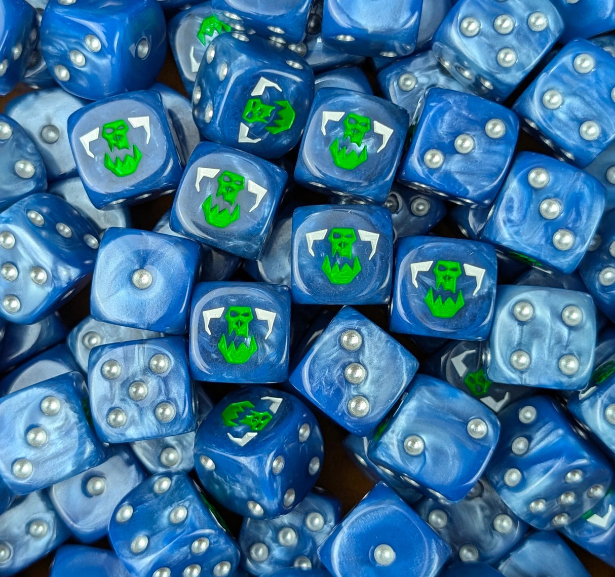 Custom resin D6 dice for fantasy orc armies