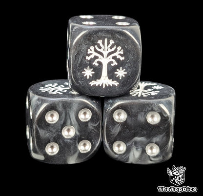 Gondor engraved dice for Middle Earth tabletop wargames