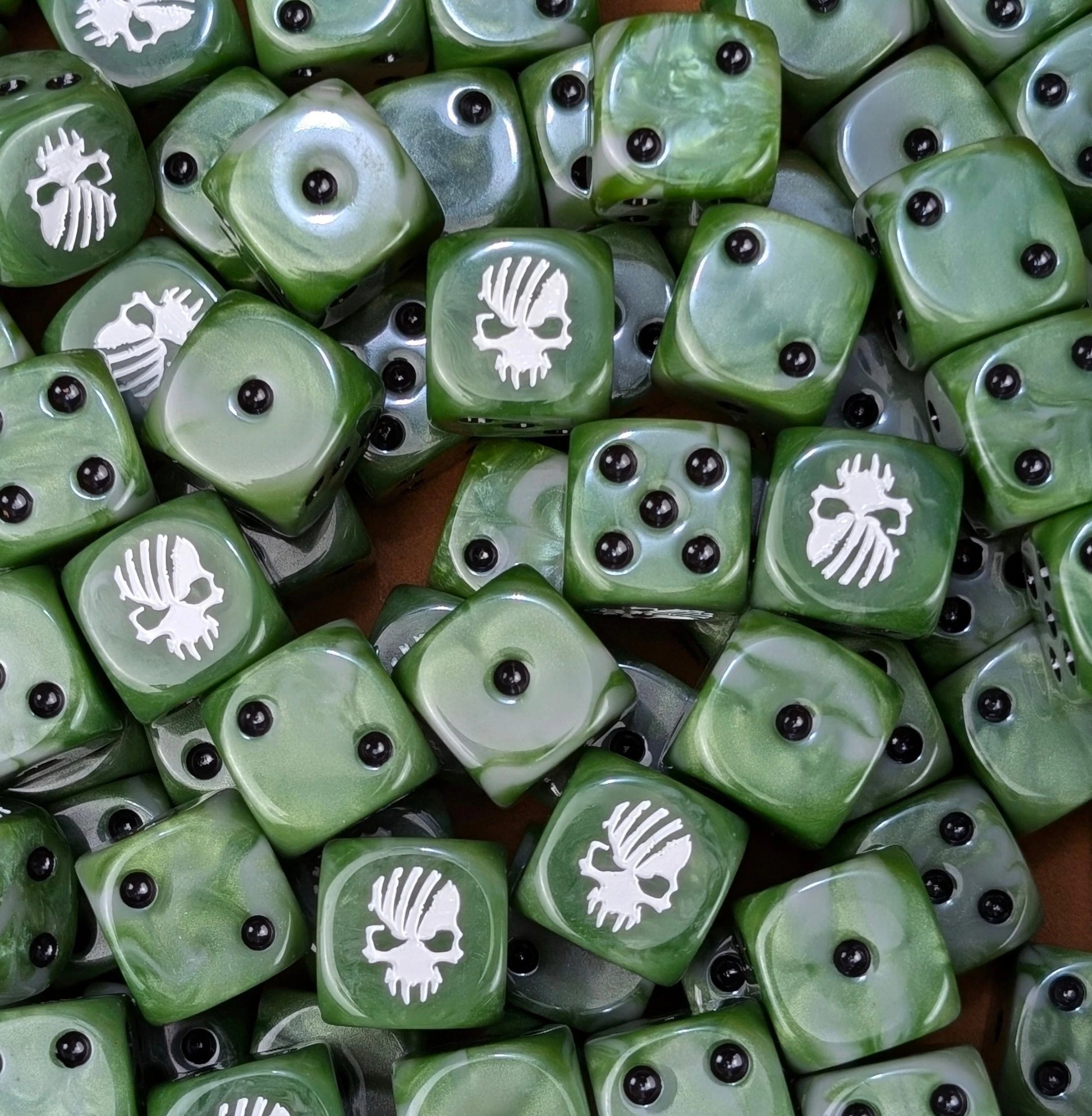 Custom resin D6 dice for fantasy plague cults