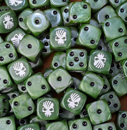 Custom resin D6 dice for fantasy plague cults