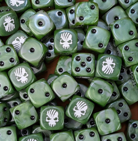 Custom resin D6 dice for fantasy plague cults