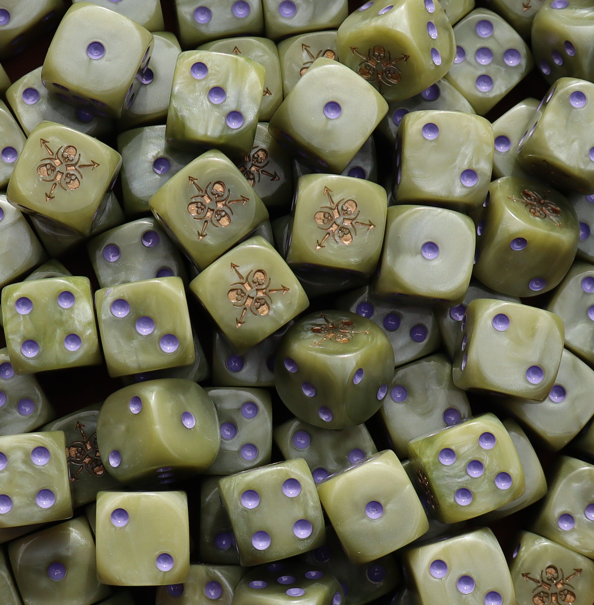 Grimdark decay dice for Nurgle-style legions