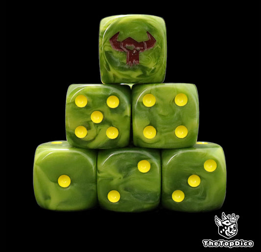 Ork inspired dice set for grimdark xenos armies