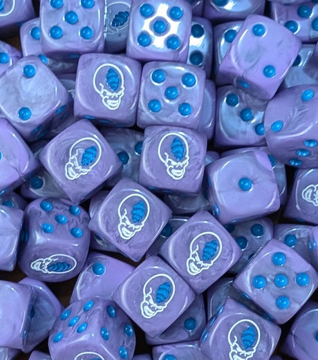 Pile of pink brood face 16mm D6 dice for a sci-fi xeno brood