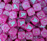 Pile of pink hive alien 16mm D6 dice for a sci-fi xeno swarm